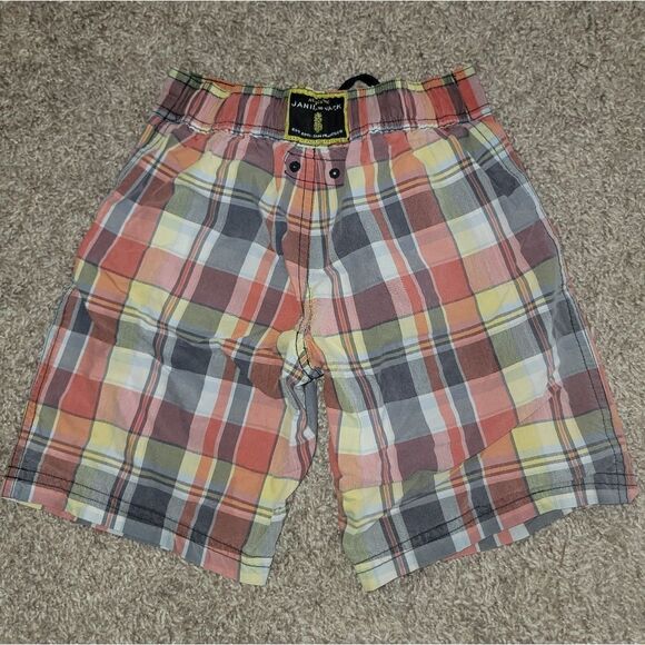 Janie & Jack Multi Color Summer Plaid Boys Mesh Lined Swim Trunks Shorts Size 5 - Picture 4 of 12
